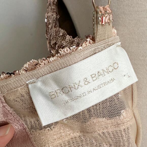 Bronx and Banco Isle Rose Gold Sequin Fringe Mini Dress - Picture 7 of 7